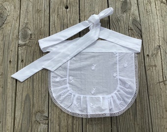Small Apron for Women Old Fashioned White Apron, French Maid Apron, White Costume half Aprons, Cute white apron with Ruffles