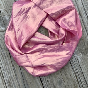 BESTSELLER Gift for Women Pink Sparkly Fabric Scarf, Silk neck scarf, Pink Shimmer scarf, Birthday Gift for Girlfriend Pretty Scarf