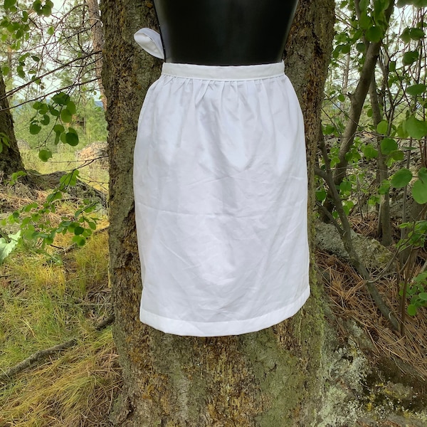 Plain white apron for costumes, White Pioneer apron, Solid White Fabric Apron for kids, Dirndl apron, Children Long White Costume Aprons