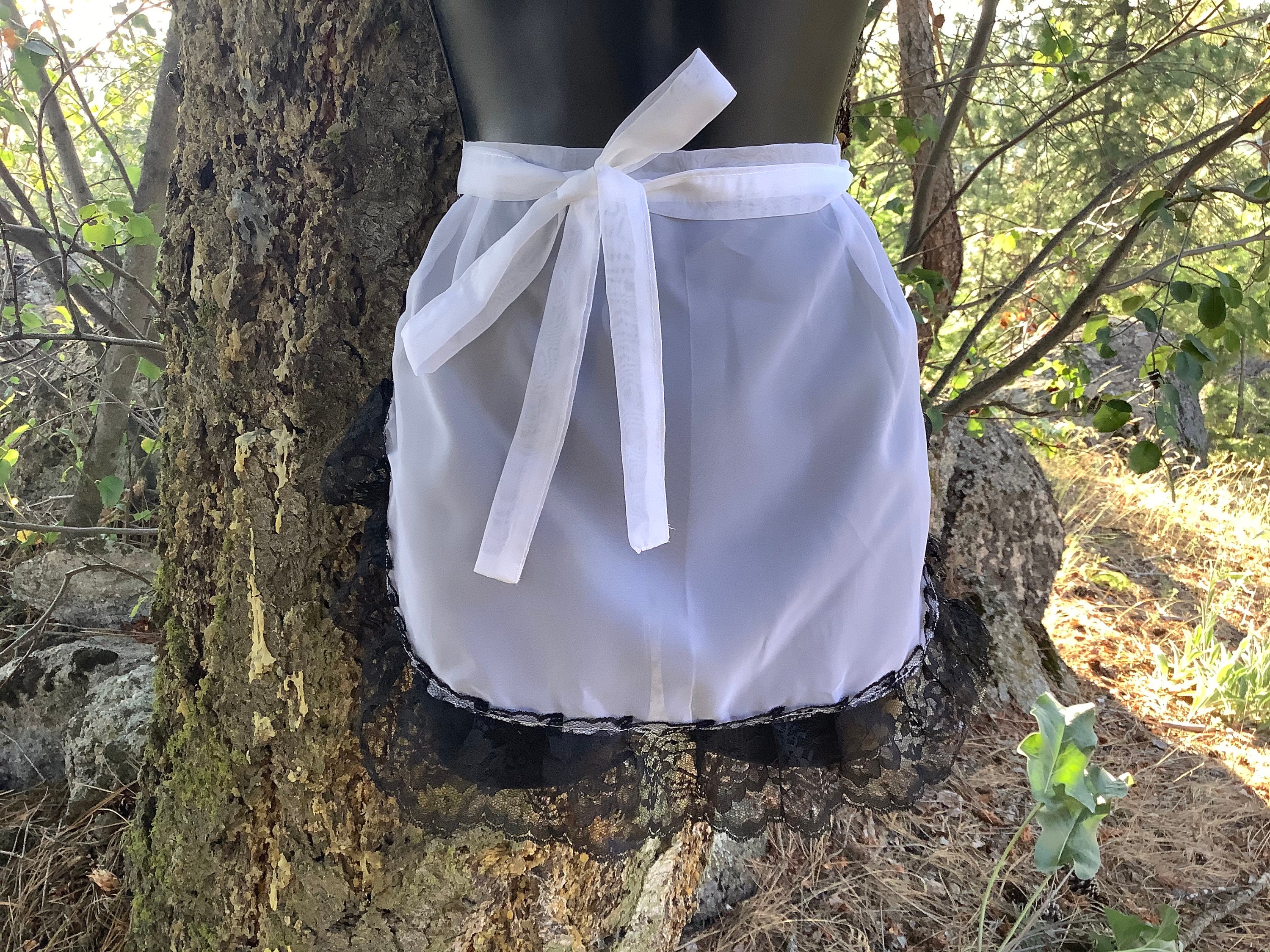 White With Black Ruffle Aprons, Costume Aprons, French Maid
