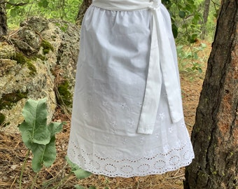 BESTSELLER Eyelet White Apron for Octoberfest Dirndl, White Waist apron, Victorian Fabric Apron for Women, Select A Size