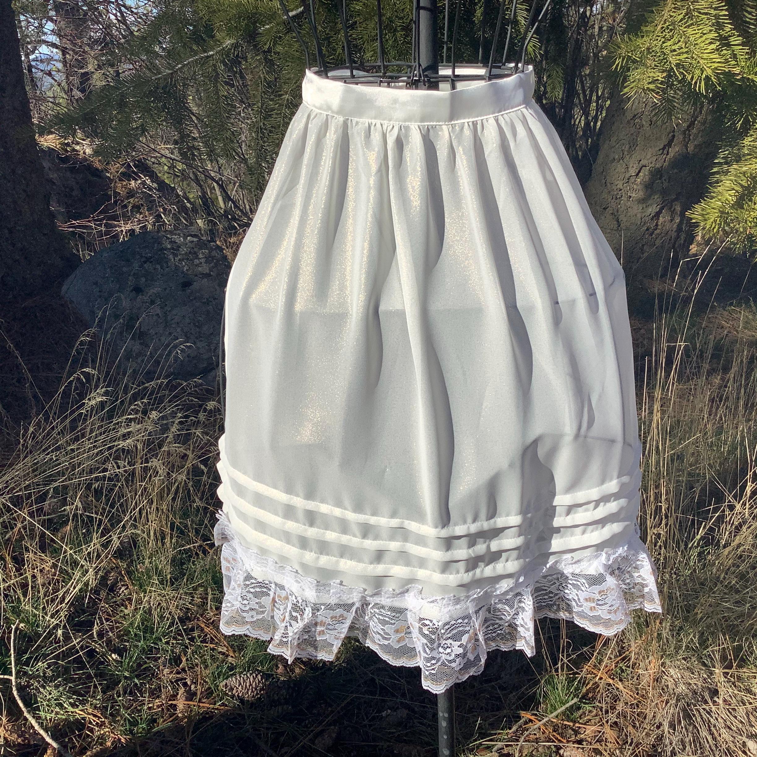 Offwhite Apron With Gold Lace Ruffles, Shimmer Fabric Apron, Birthday ...