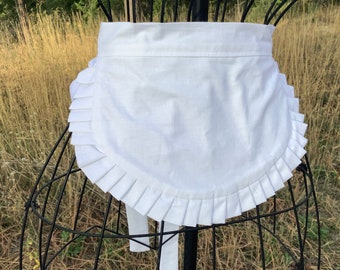 Extra Small Apron for Women Old Fashioned solid White Apron, French Maid Apron, White Costume half Aprons, Cute white apron with Ruffles