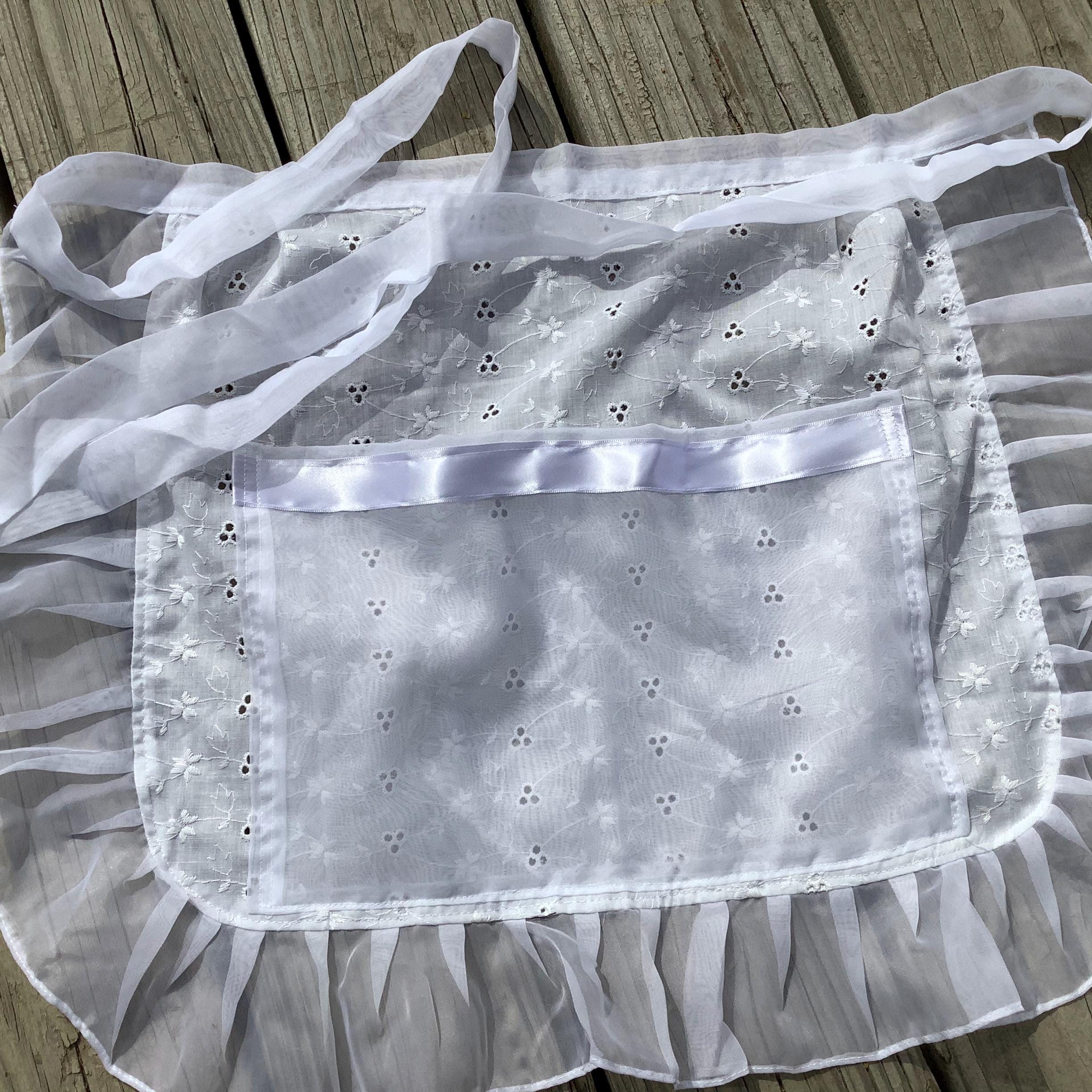 White Apron With Pocket for Bridal Shower, Polish Dance Apron Costume