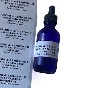 2 Oz Castor Oil ~ Almond Oil Frankincense & Rosemary Face Extra Strength Moisturizing Under eye, Eyebrows Hexane Free Castor Oil Blend