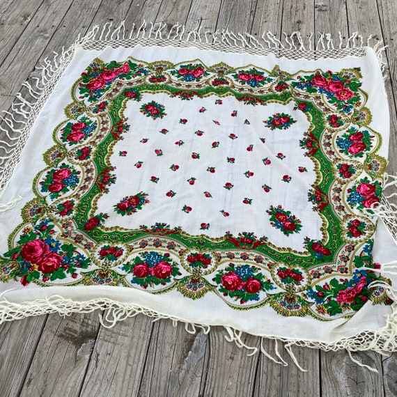 Extra Large White Vintage Shawl, Russian White Sh… - image 3