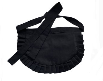 Extra Small Black Apron for Women Old Fashioned Cute Black Apron, French Maid Apron, Black Costume half Aprons, Cute mini apron with Ruffles