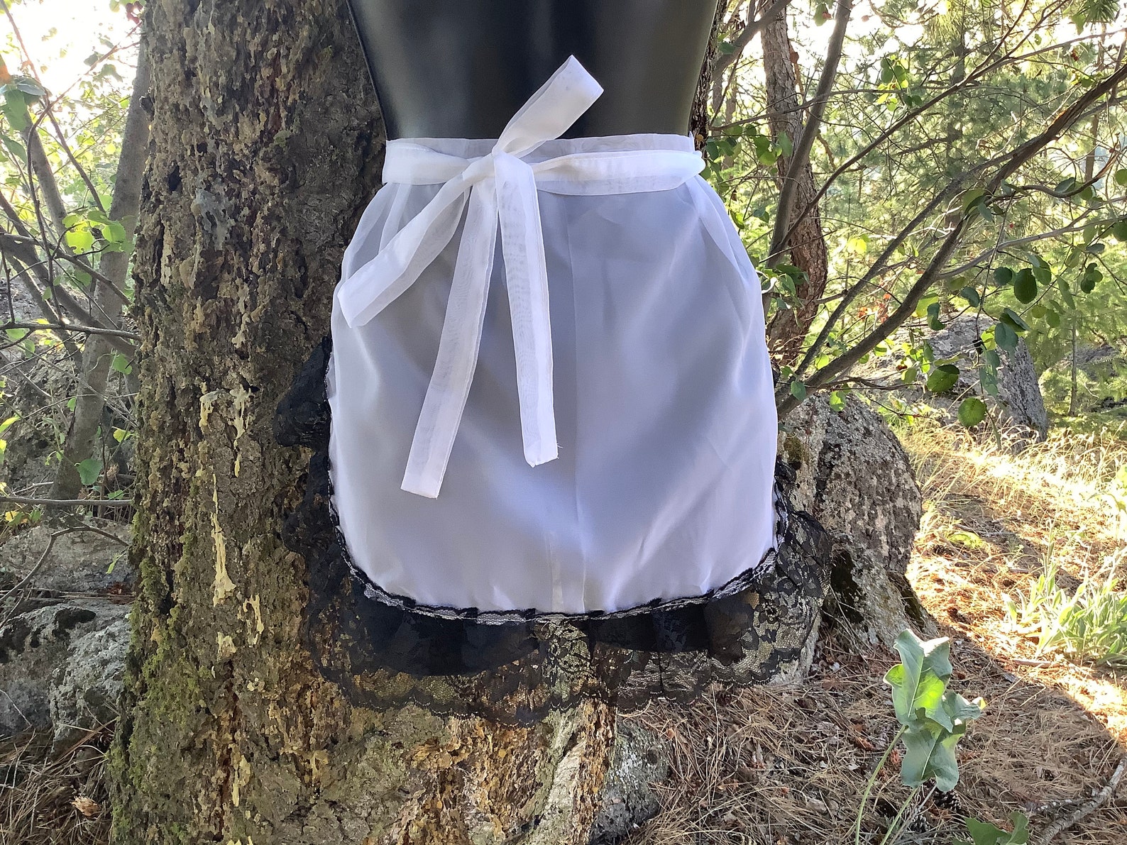 White With Black Ruffle Aprons Costume Aprons French Maid - Etsy