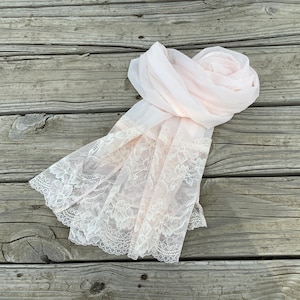 Elegant Pink Chiffon Shawl for Women, Long light pink Shawl, Extra Large Lace Scarves, Renaissance Caplet Blush Pink  Lace Shawl