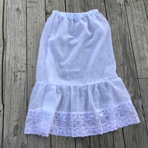 Sheer White Slip Lace Extender Slip, Cottage core Lace Petticoat Slip, Victorian Lace Skirt for Women White Bridal under Skirt
