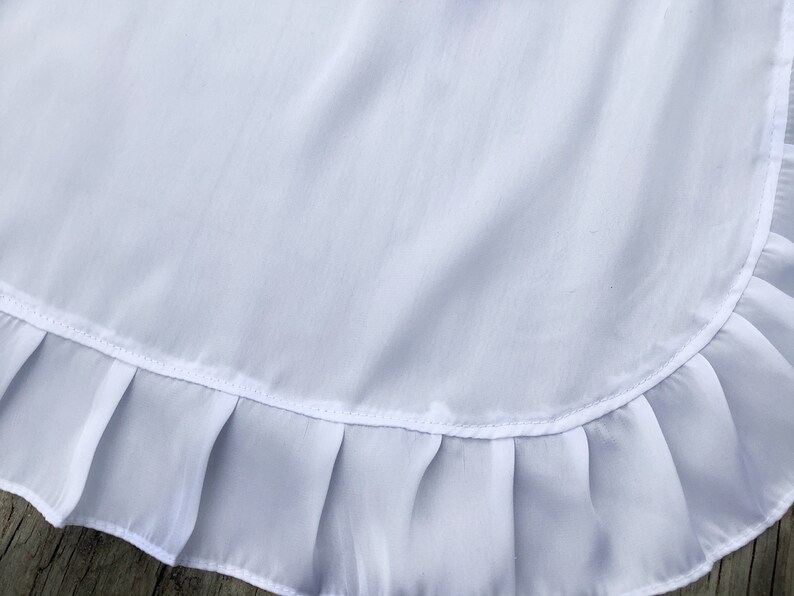 BESTSELLER ON Etsy White Satin Apron with Ruffles, Adult French Maid apron, Old Fashioned Apron for Ladies, White Half Apron for Woman image 9