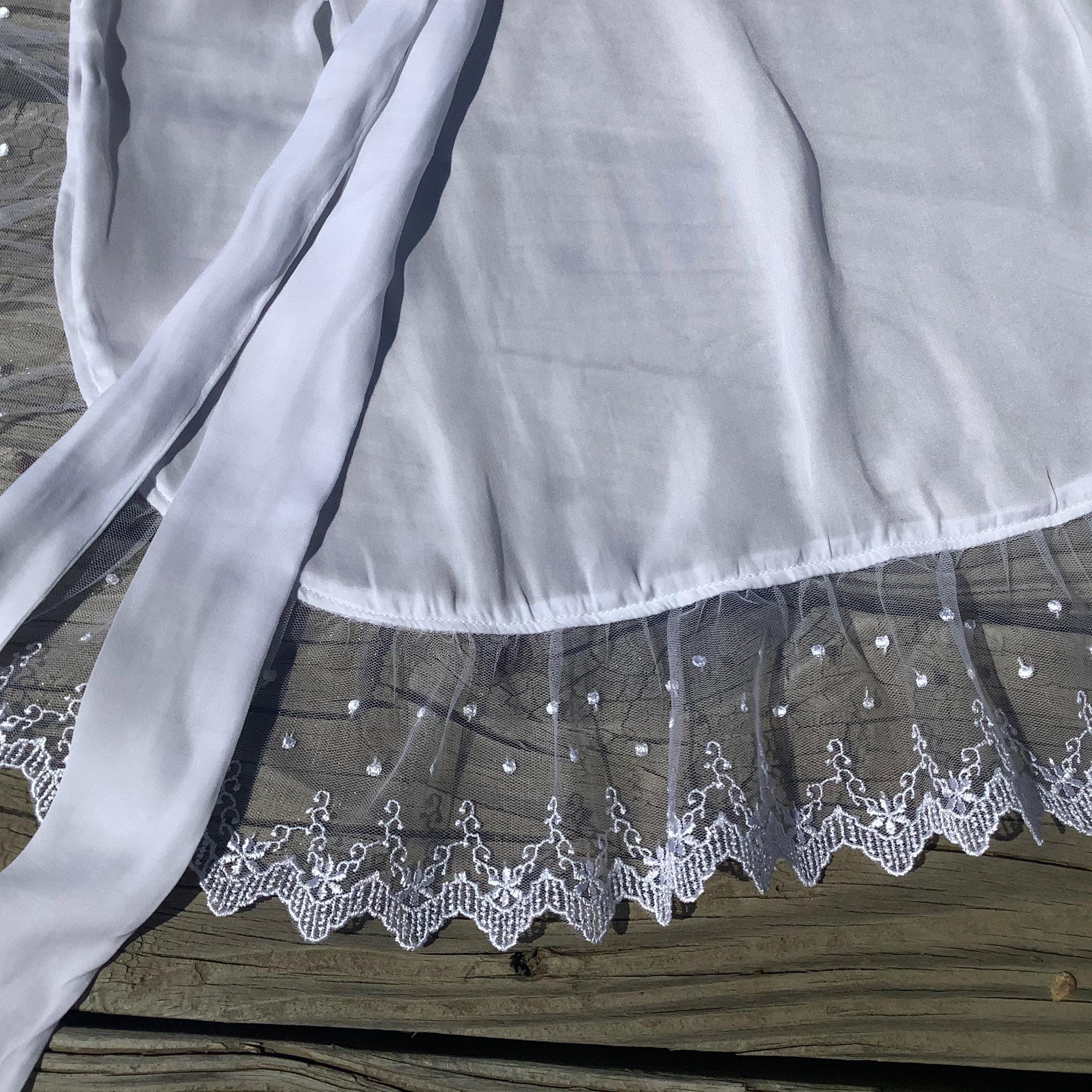 Bestseller Thin Satin White Apron With Lace Ruffle, French Maid