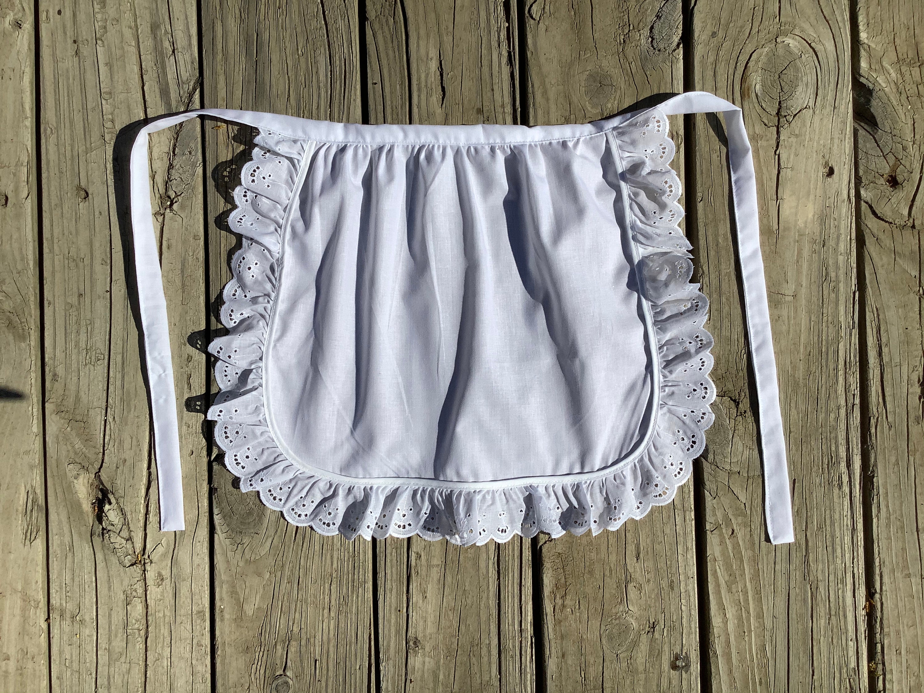 Floosum Women's Waist Apron - Cotton Lace Embroidered Half Apron With Pockets For Cooking, Serving, Baking (One Size Fits XS-L)
