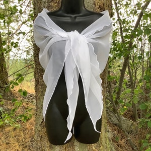 Extra large White Wedding Shawl for Brides, White Chiffon Triangle Shawl, Large Elegant Wedding Scarf, Wedding Shawl, Outdoor wedding Shawl