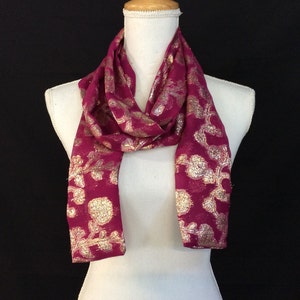 Women Birthday Gift Ideas, Pink long scarf, Sparkly Gold Fuchsia Scarves, Gold pink bow neck scarf, Fuchsia Scarf, Birthday gift for women