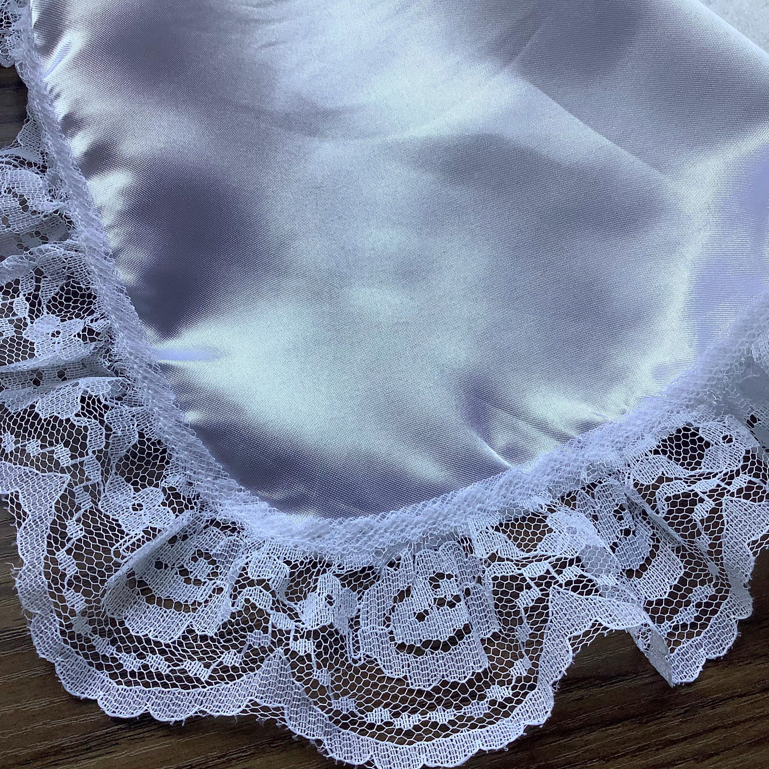 White Satin Ruffled Half Apron, French Maid Style, Old Fashioned