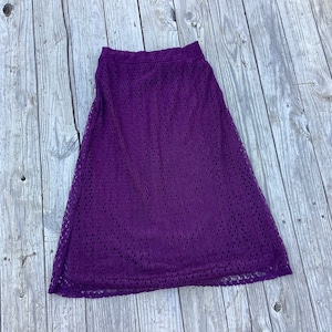 38” Purple Lace Skirt, Adjustable waist Lace Fabric elastic skirt, Mother of Bride outfit, Dressy Skirt for special occasion