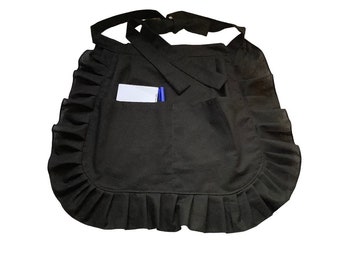 BESTSELLER Plain Black Apron with Pocket, Black Fabric Vendor apron, Waitress Apron for Restaurant, Ruffles & Pocket Apron