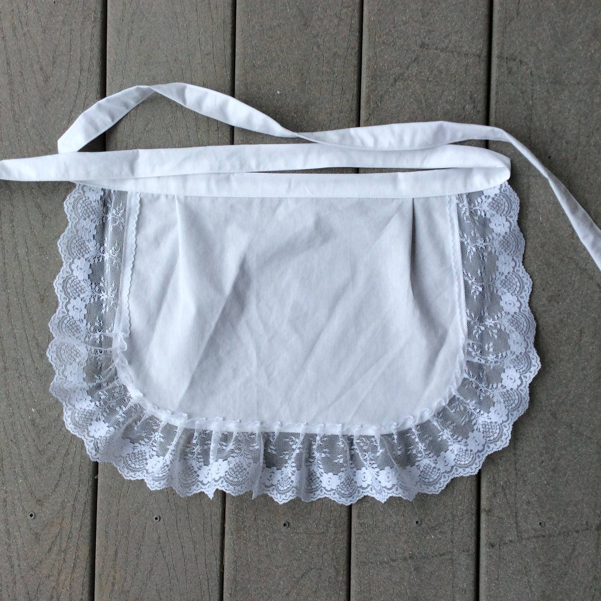 white fancy dress apron