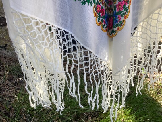 Extra Large White Vintage Shawl, Russian White Sh… - image 9