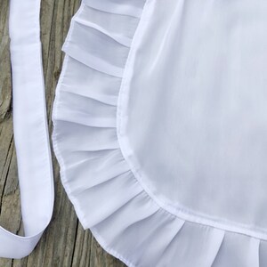 BESTSELLER ON Etsy White Satin Apron with Ruffles, Adult French Maid apron, Old Fashioned Apron for Ladies, White Half Apron for Woman image 3