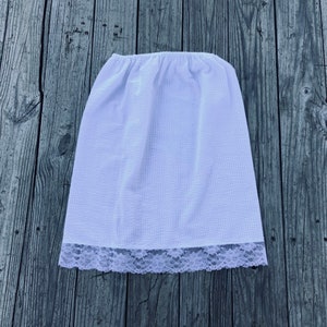 White Cotton Lace Extender Slip, Long White Petticoat Slip, Victorian Lace Skirt, Short White Slip with Lace, Cotton Fabric Slip