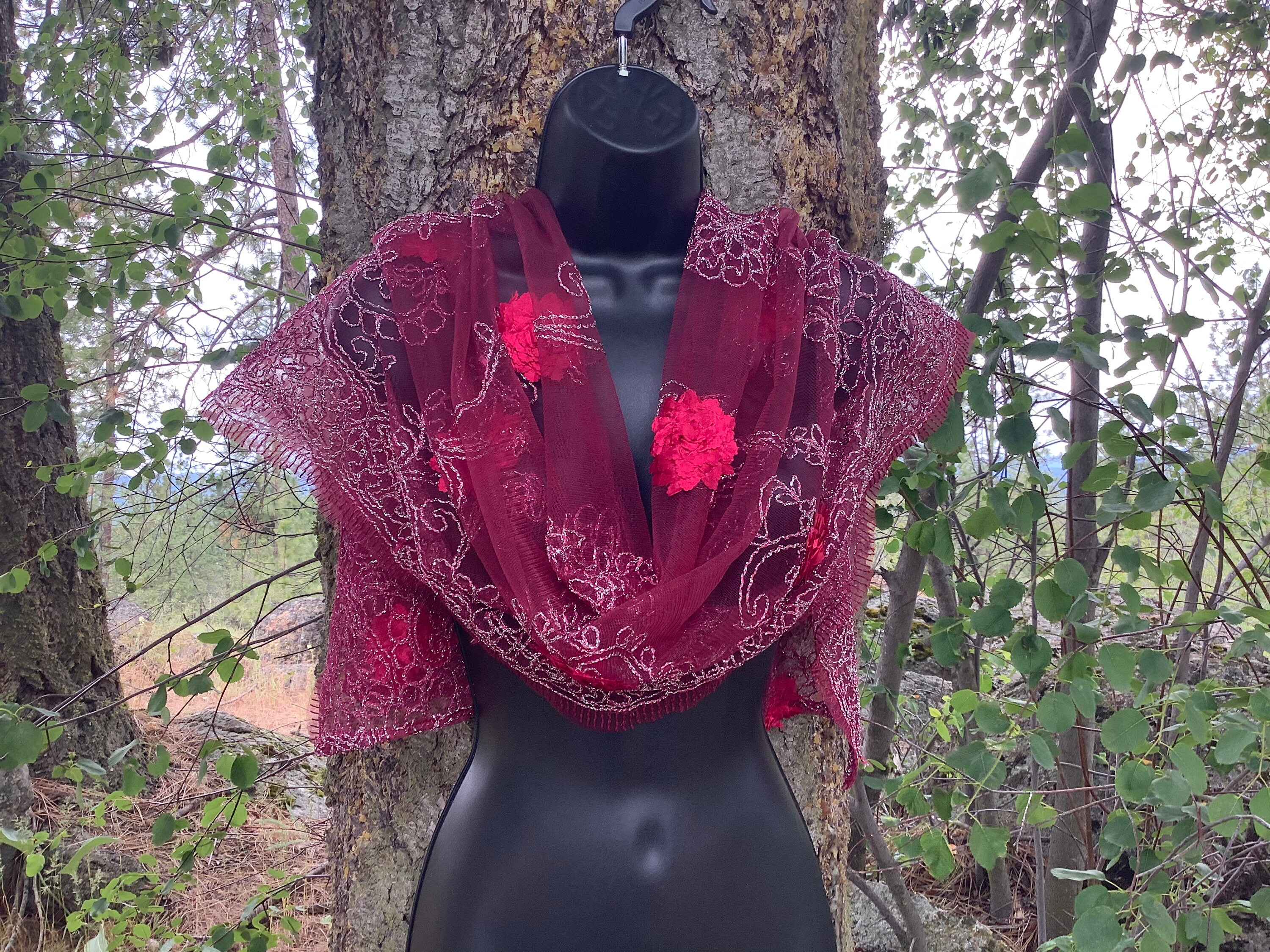 SALSATION　Shawl with opening　ライトレッド Shawl with Opening – Salsation Wear