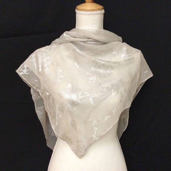 Silver Silk Shawl Iridescent Silk Chiffon Boho Wedding Etsy