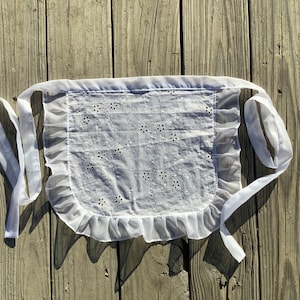 White Eyelet Ruffle Apron, Costume Party Aprons, French Maid Apron ...