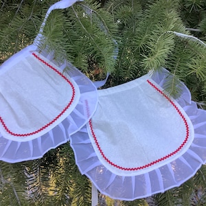 Shimmer Fabric White Apron with Ruffles, Ruffle Half apron, Old Fashioned Apron for Girls, White Apron for Children