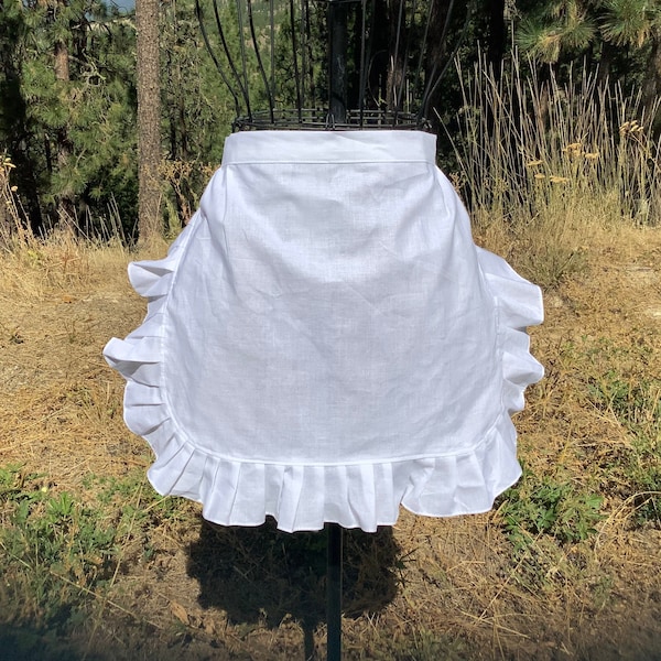 BESTSELLER Women Plain White Apron with Ruffle, Adult French Maid apron, Old Fashioned Apron for Ladies, White Solid Apron for Woman