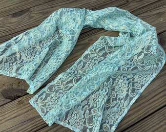 Blue Lace Long shawl, Sparkly Lace Scarf, Sapphire Wedding Shawl, Unique gift for Wedding or Anniversary Special Events dinner Shawl