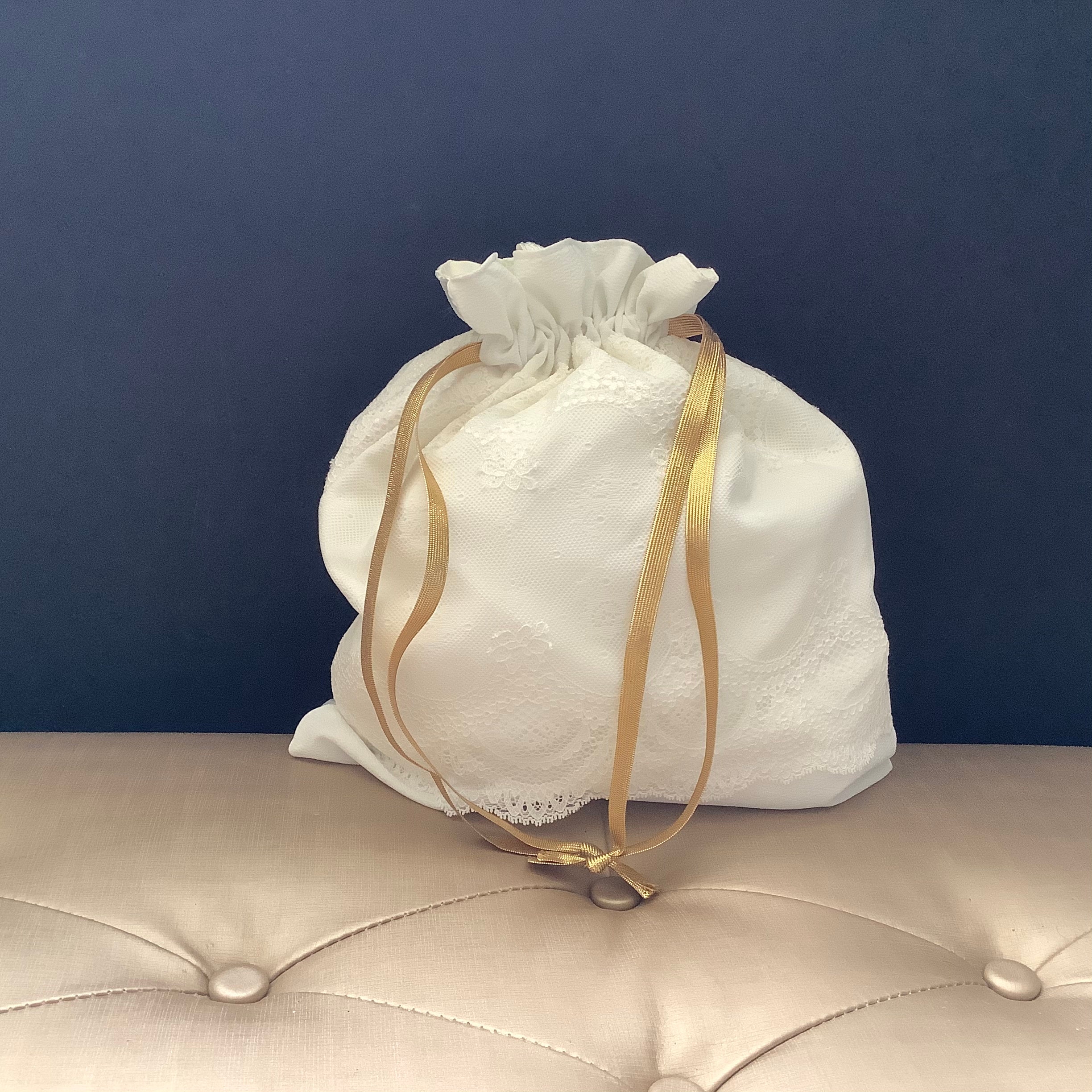 LOGOFUN Wedding Bags Satin Bridal Wedding Money Bag White Wedding