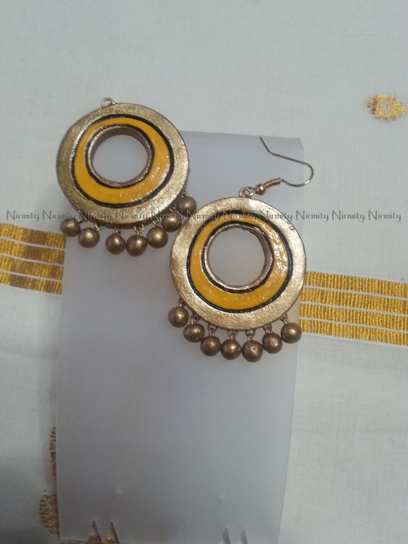 Yellow ochre Terracotta JewelrySimple silk thread wrapped Etsy