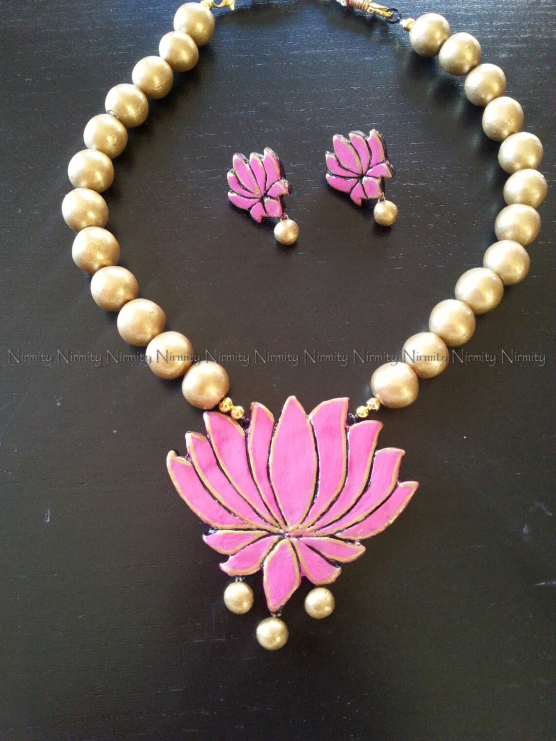 Lotus Terracotta Jewelry Terracotta Necklace Set terracotta Etsy