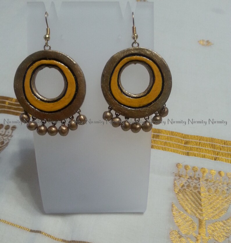 Yellow ochre Terracotta JewelrySimple silk thread wrapped Etsy