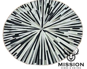 Cowhide Round Patchwork Rug. 6' (1.8M) Diameter