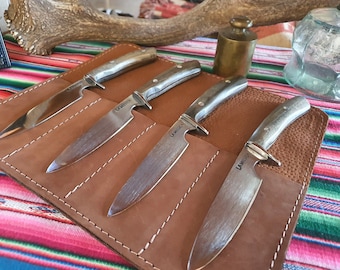 4 STEAK KNIVES Argentine Gaucho Wood Handle Stainless Steel 420 Mission Argentina.