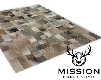 Cowhide Rug Gray Patchwork 1.4 x 1.8 m. Kufhell Teppich Tapis Peau Vache
