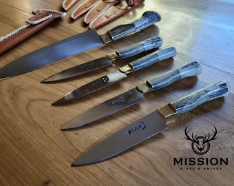 4 Steak Knives + 1 Carving Knife Argentine Gaucho STEAK Knives Set  Mission Argentina. Christmas Gift !!