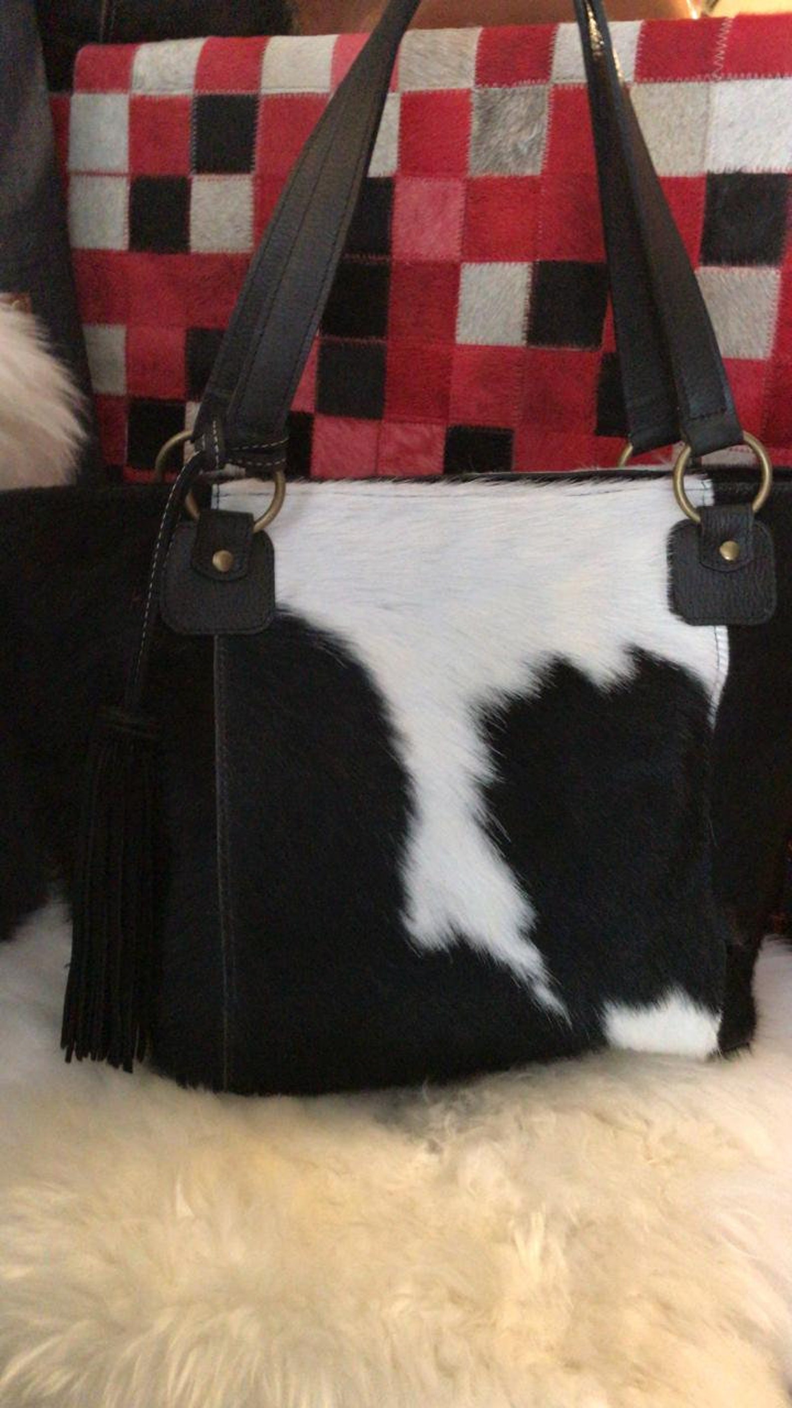 Cowhide Purse Unique Piece Cow Hide Handbag. Leather Bag. - Etsy