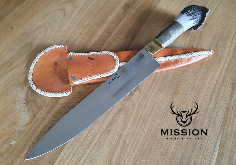 Argentine Gaucho Deer Horn Wood Carving Knife. Stainless Steel 420 Mo Va. Mission Argentina. 11 Blade image 1