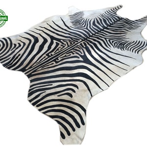 Cowhide Rug ZEBRA BLACK WHITE Unique!  Tapi Peau de Vache imprimee