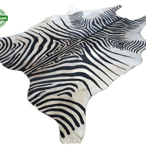 Cowhide Rug ZEBRA BLACK WHITE Unique! Tapi Peau de Vache print