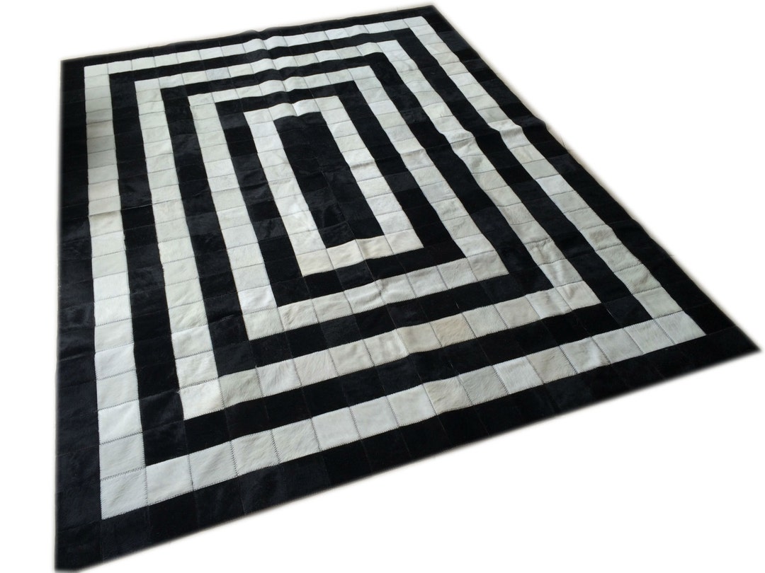 Cowhide Patchwork Rug BLACK WHITE 6ft X 8ft. 4 Etsy