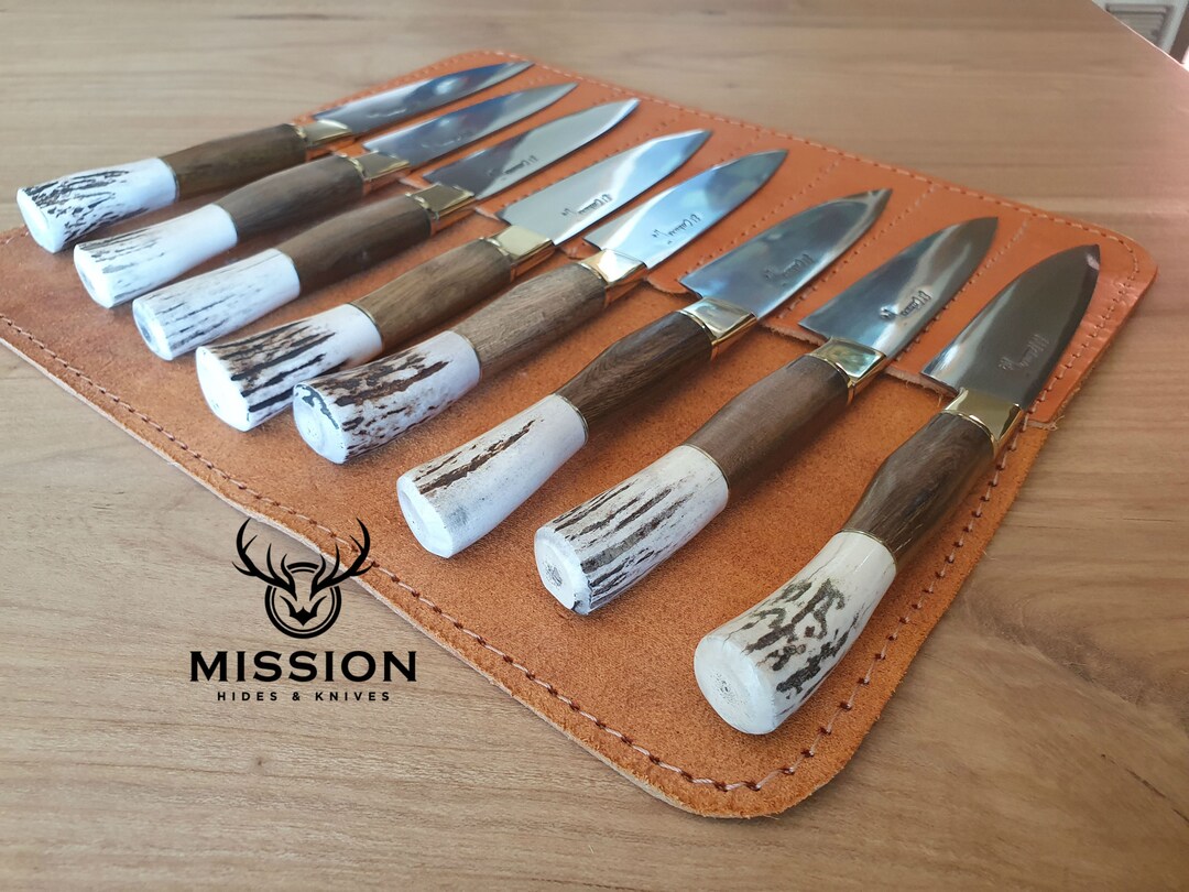 Argentine Gaucho STEAK KNIVES SET X 8 Deer Horn Stainless Steel Mission