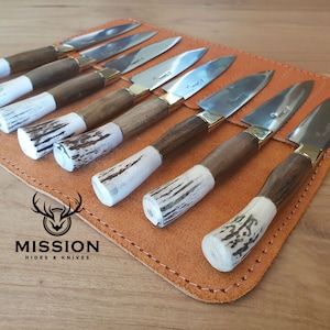 Argentine Gaucho STEAK KNIVES SET x 8 Deer Horn Stainless Steel Mission Argentina.