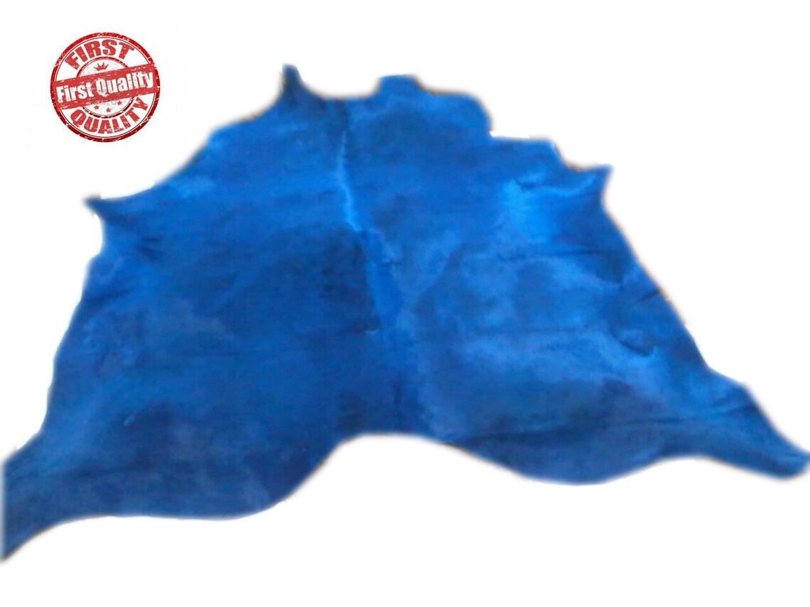 Cowhide Rug BLUE Dyed Unique XL a301 7.9 x 6.9 ft Etsy