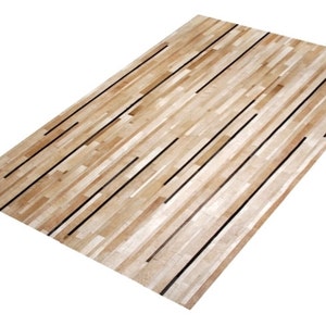 Cowhide Patchwork Rug. GRAY STRIPES!! Amazing Design!. 4ft x 6ft image 4
