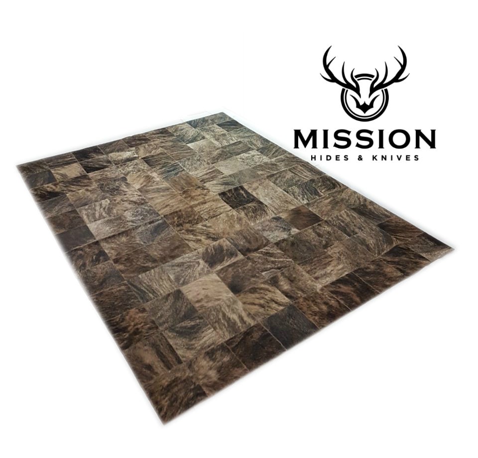 Brindle Brown Cowhide Patchwork Rug 6x8Ft